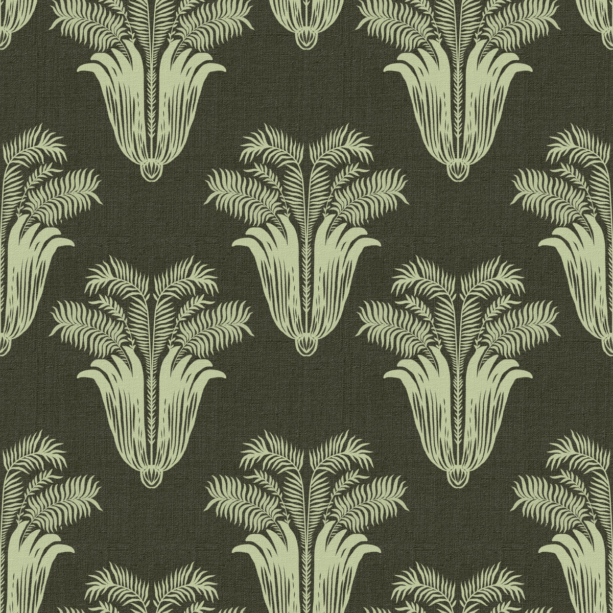 Vintage Art Deco Palm Damask Wallpaper⁠ in your room — zoomed