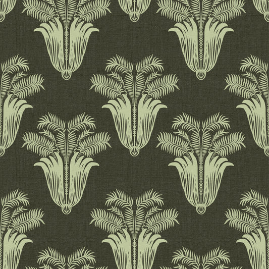 Vintage Art Deco Palm Damask Wallpaper⁠