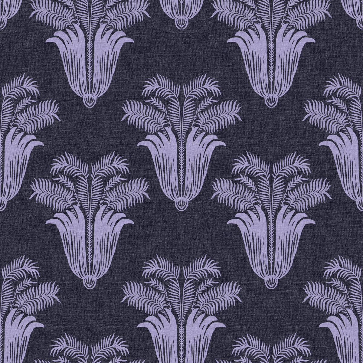 Moody Midnight Violet Botanical Wallpaper⁠ in your room — zoomed
