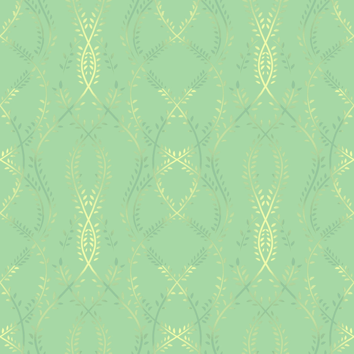 Sage and Gold Whispering Vines Trellis Wallpaper⁠