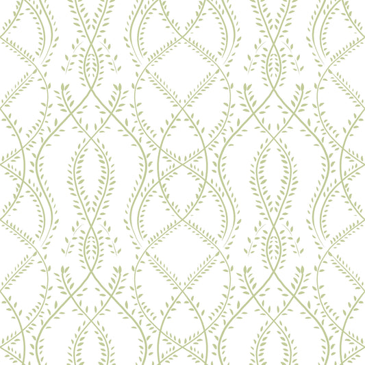 Sage Green Botanical Vine Trellis Wallpaper⁠