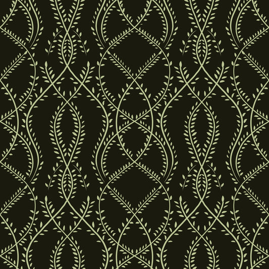 Midnight Sage Interlocking Vine Wallpaper⁠
