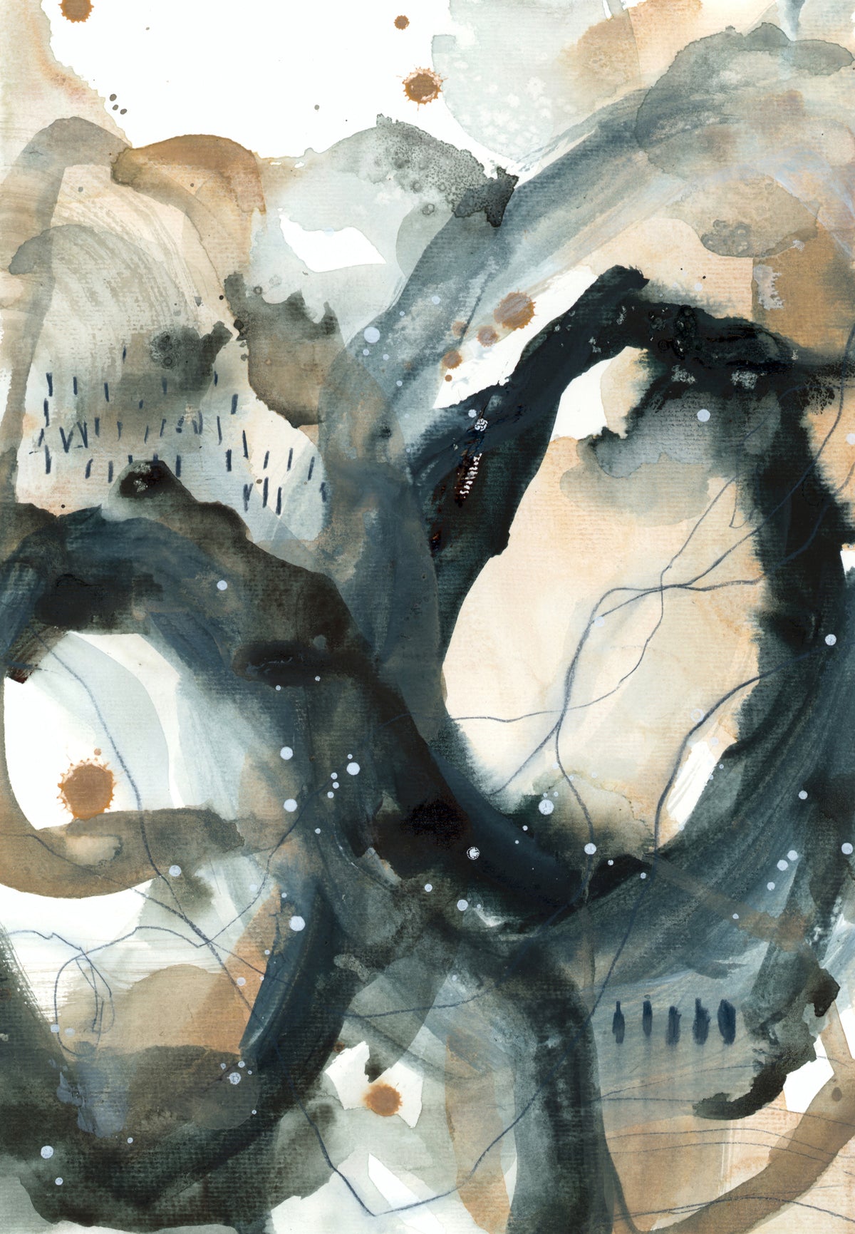 Abstract Ink Wash Wall Mural in your room — zoomed