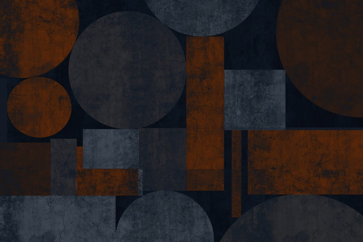 Industrial Rust and Charcoal Geometric Wall Mural in your room — zoomed