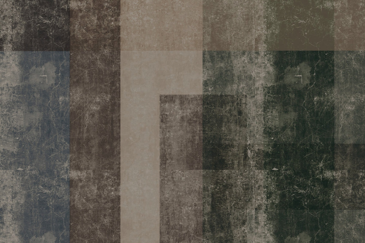 Distressed Brutalist Color Block Wall Mural