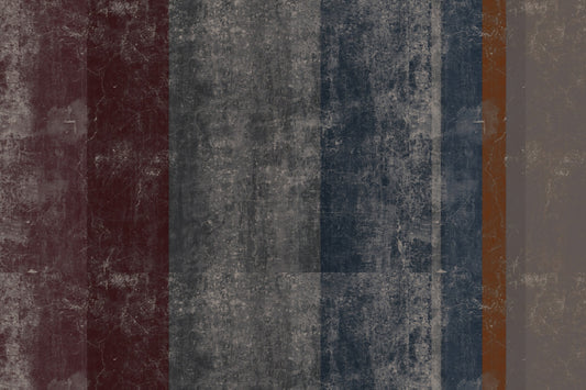 Distressed Concrete Block & Rust Stripe Wall Mural
