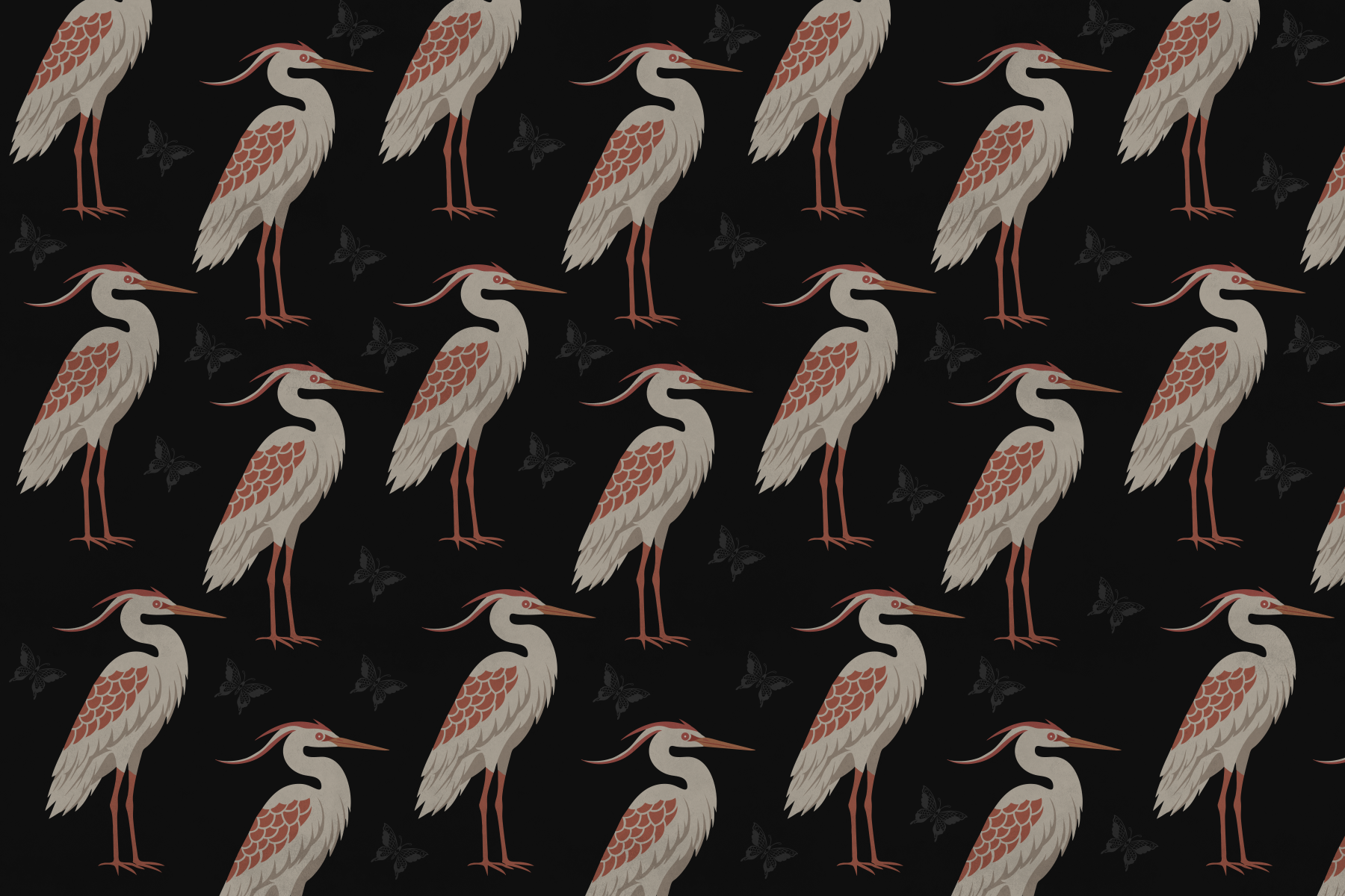 Muted Herons at Night Wall Mural