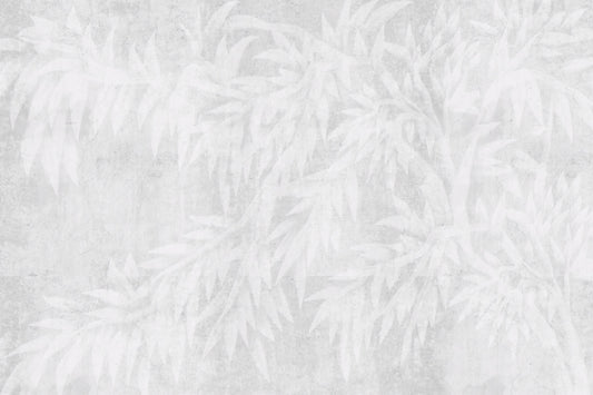 Pale Alabaster Foliage Textured Wall Mural