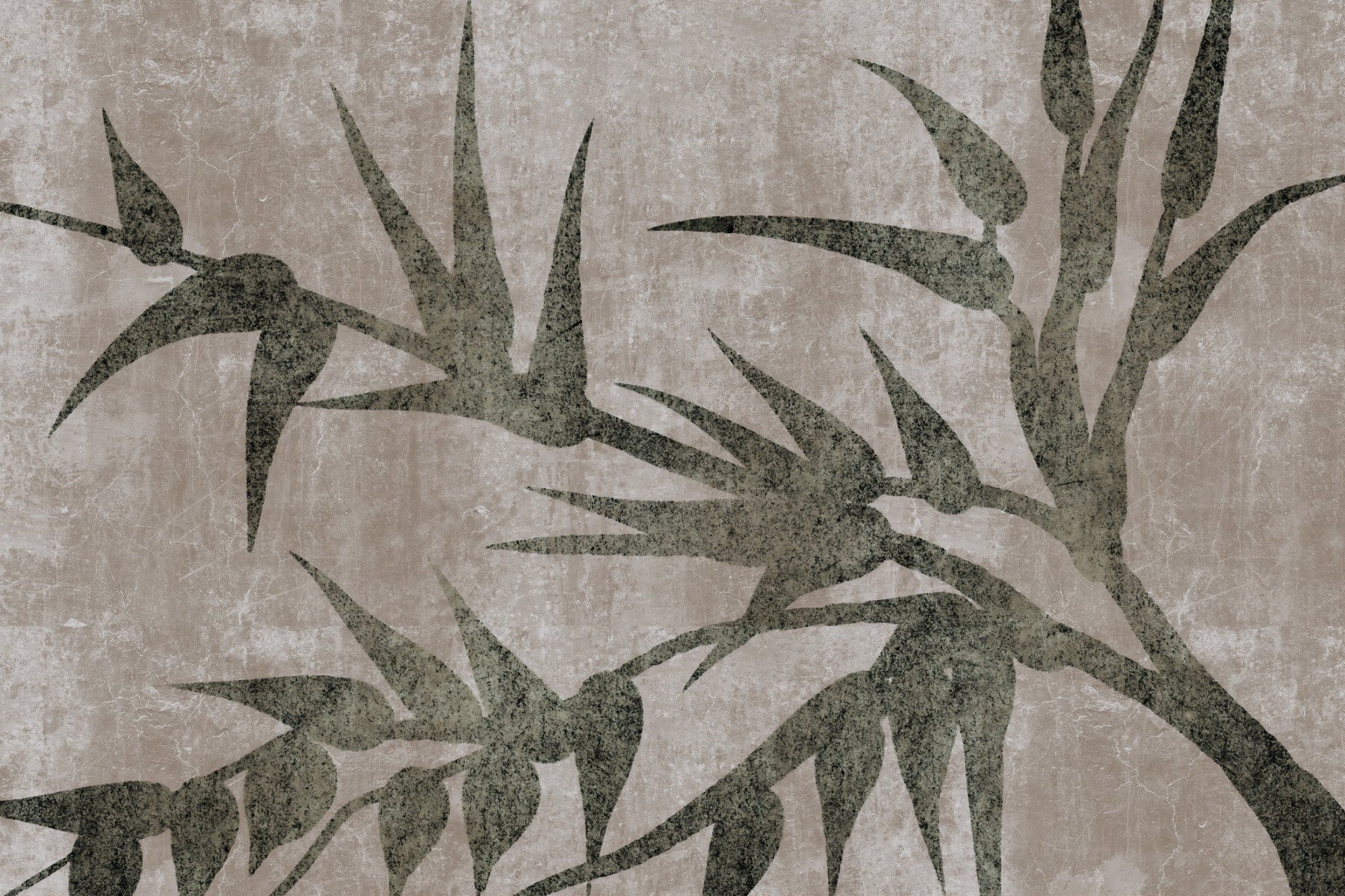 Rustic Moss Green Bamboo Wall Mural