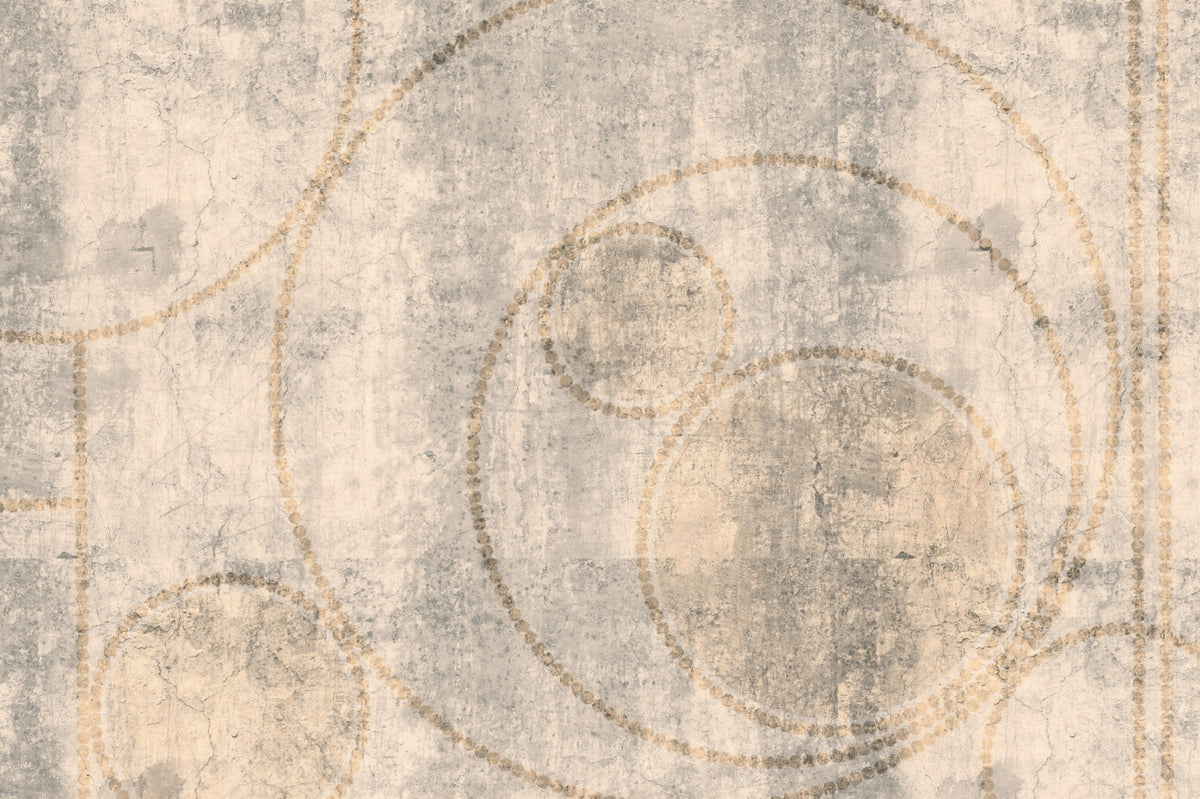 Distressed Concrete and Golden Beaded Circles Wall Mural