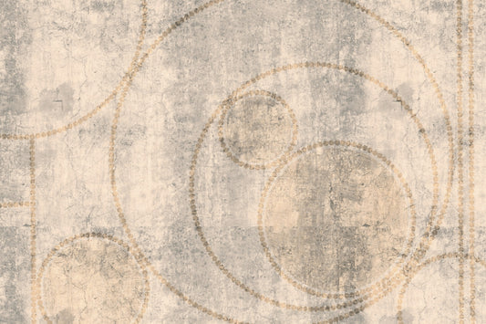 Distressed Concrete and Golden Beaded Circles Wall Mural