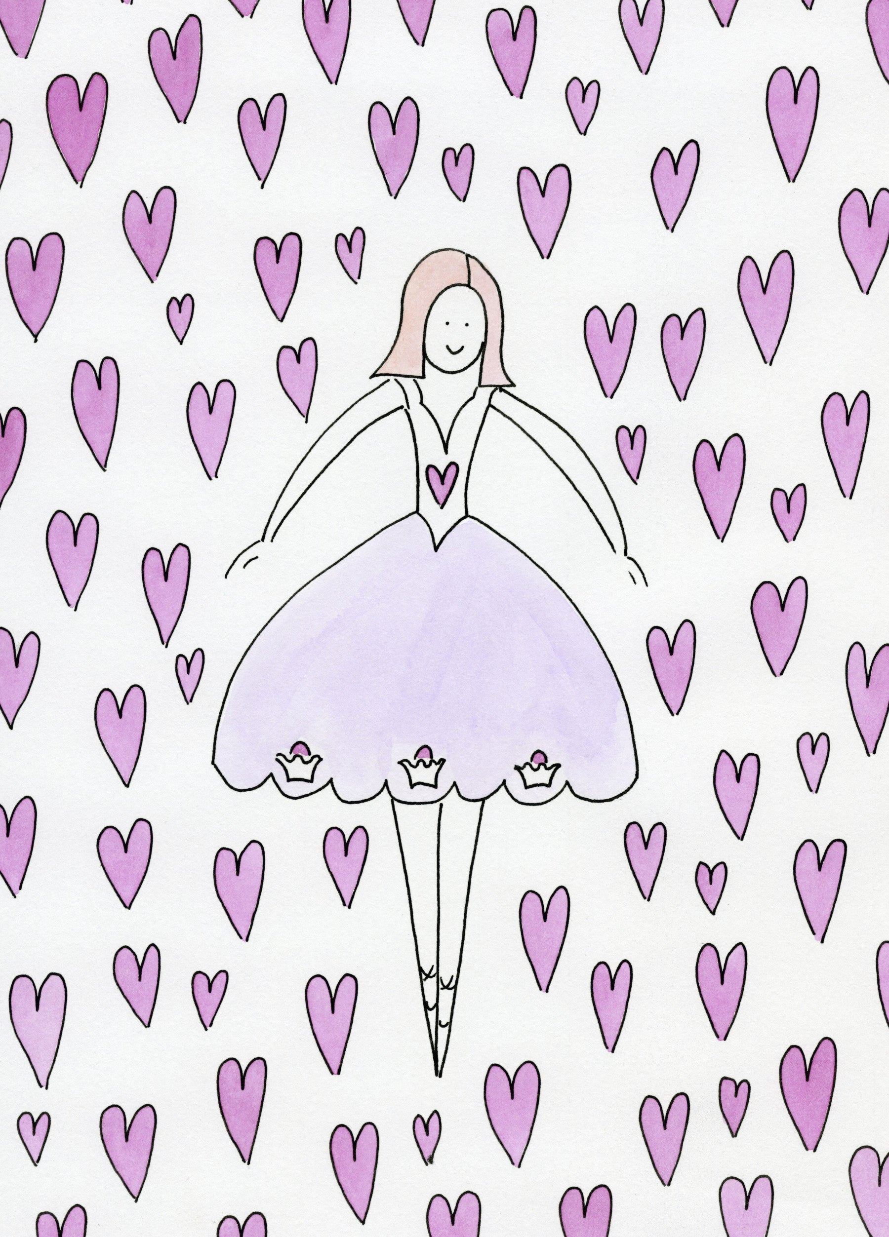 Sweet Ballerina and Pink Hearts Whimsical Wall Mural
