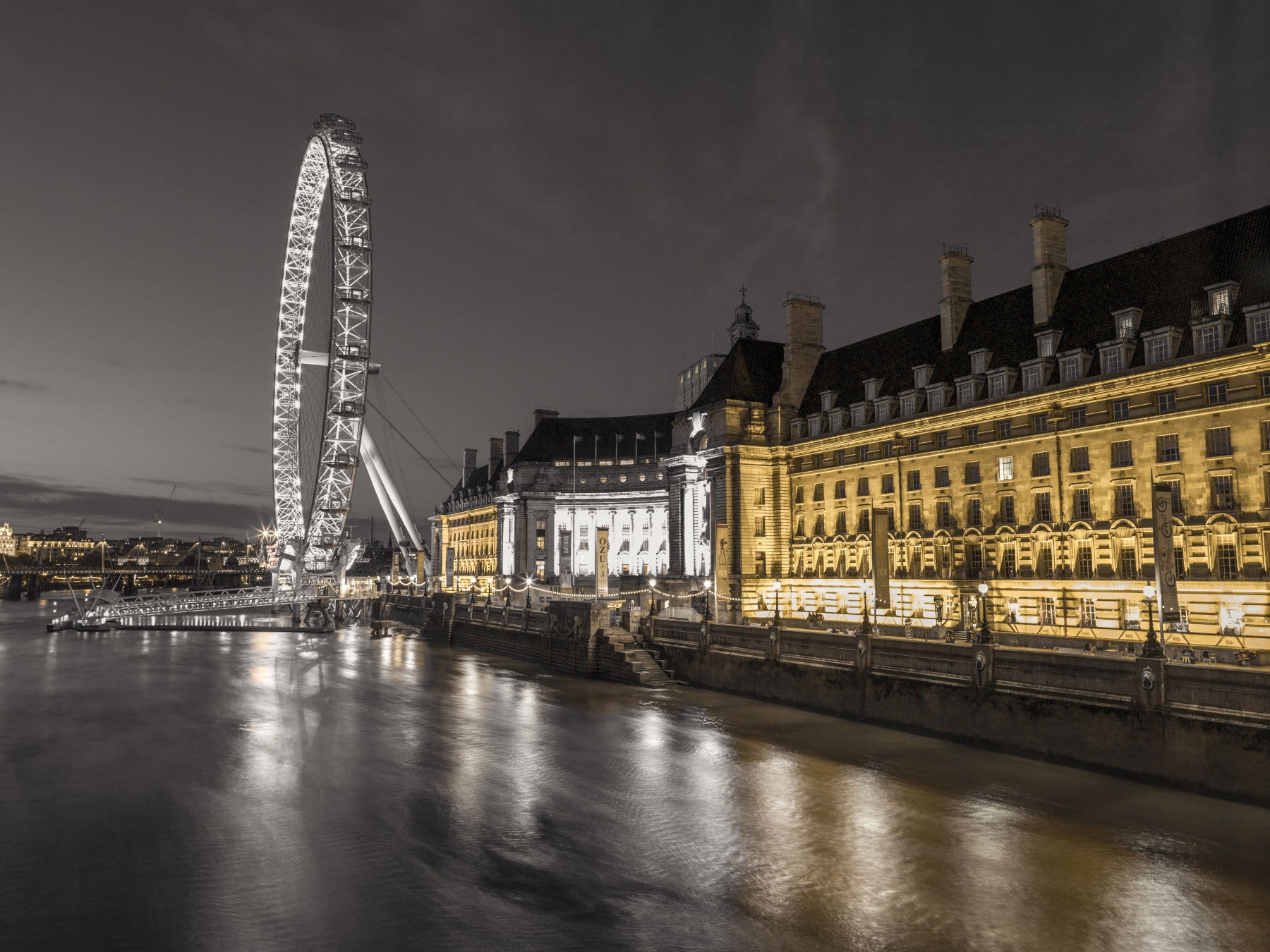 Nocturnal London Eye and County Hall Wall Mural