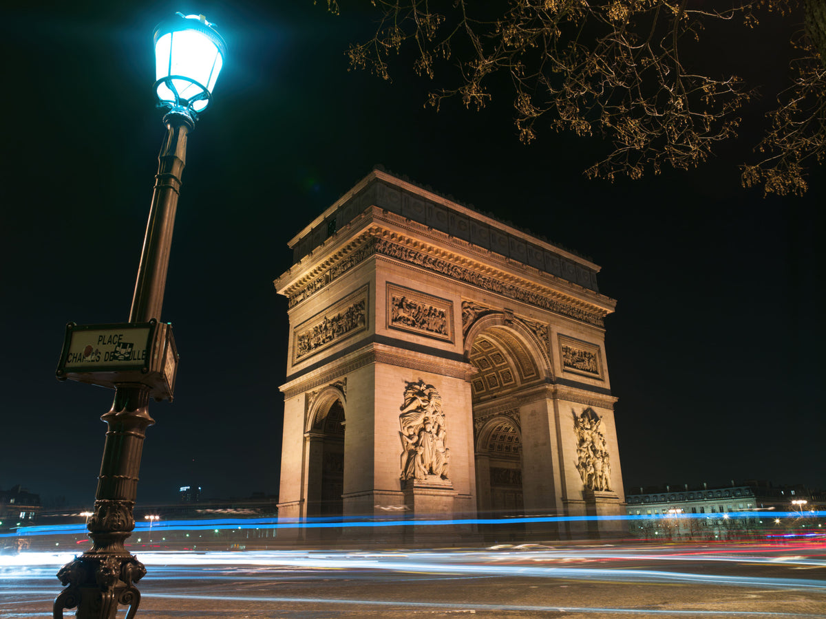 Parisian Night at Arc de Triomphe Wall Mural in your room — zoomed