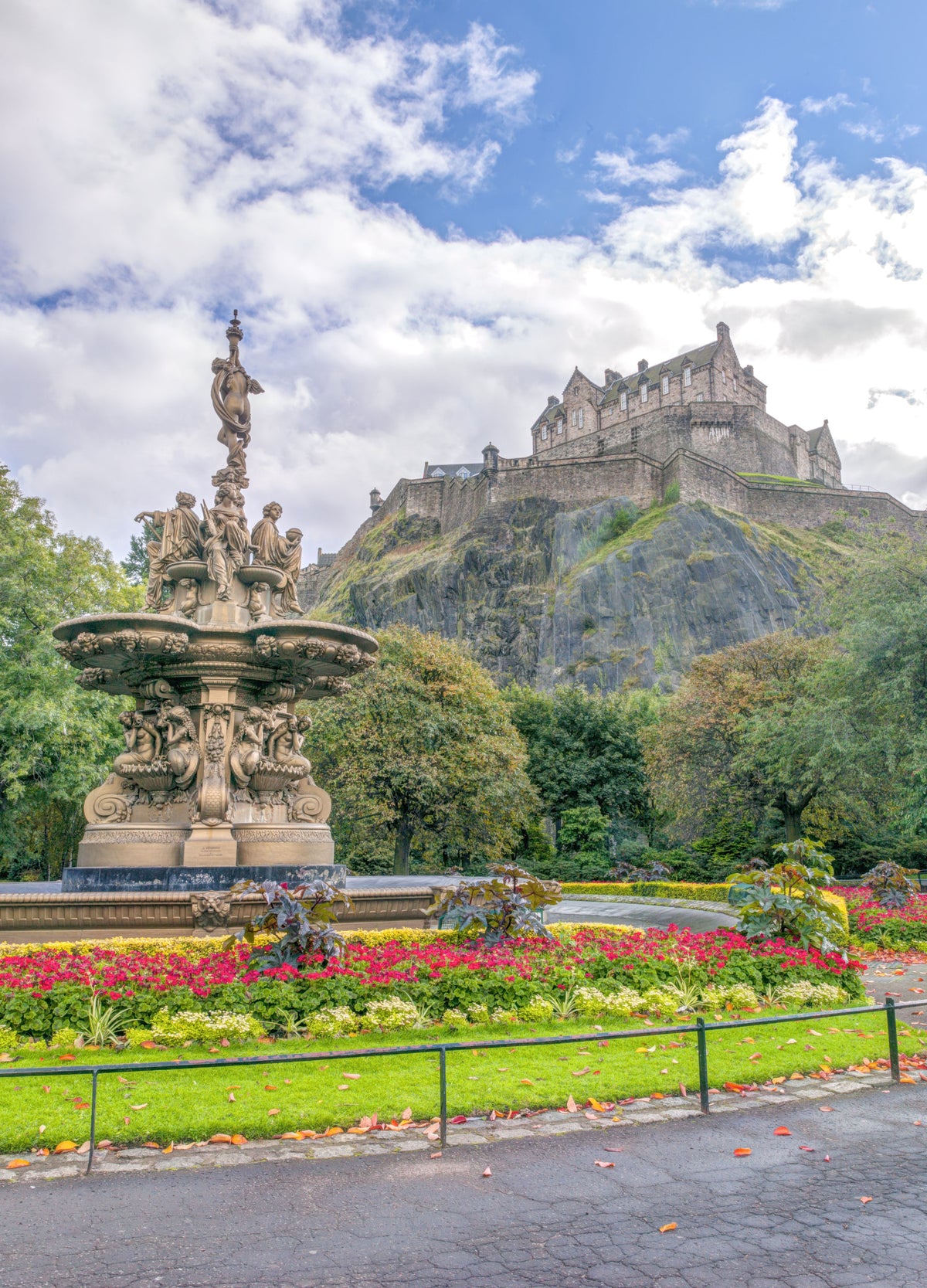 Majestic Edinburgh Castle and Ross Fountain Garden Wall Mural