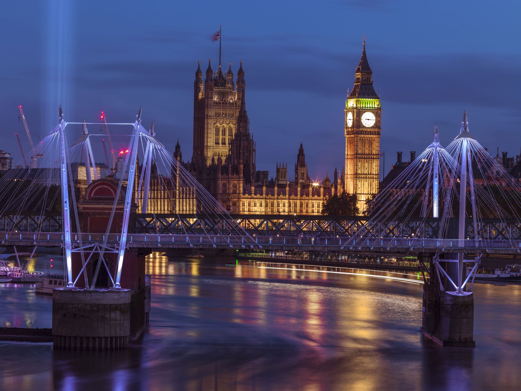 Big Ben and Bridge Reflections Wall Mural