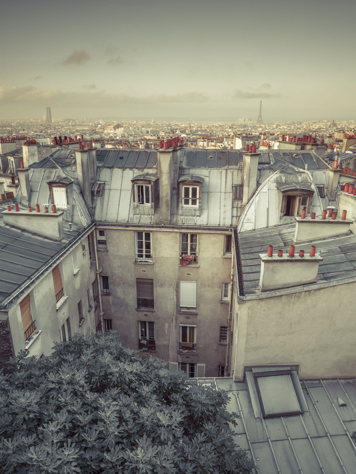 Vintage Paris Skyline Aerial View Wall Mural in your room — zoomed