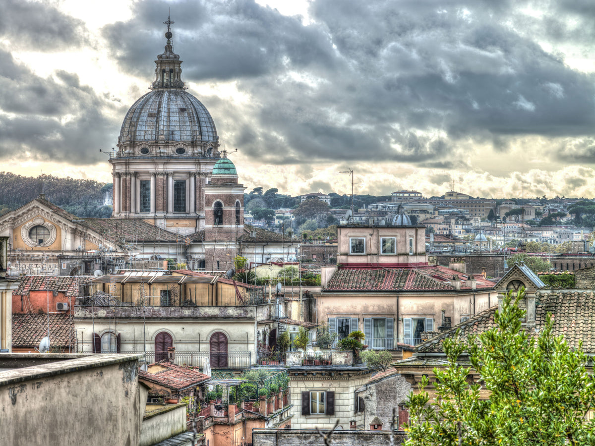 Rome Rooftops under Dramatic Skies Wall Mural in your room — zoomed