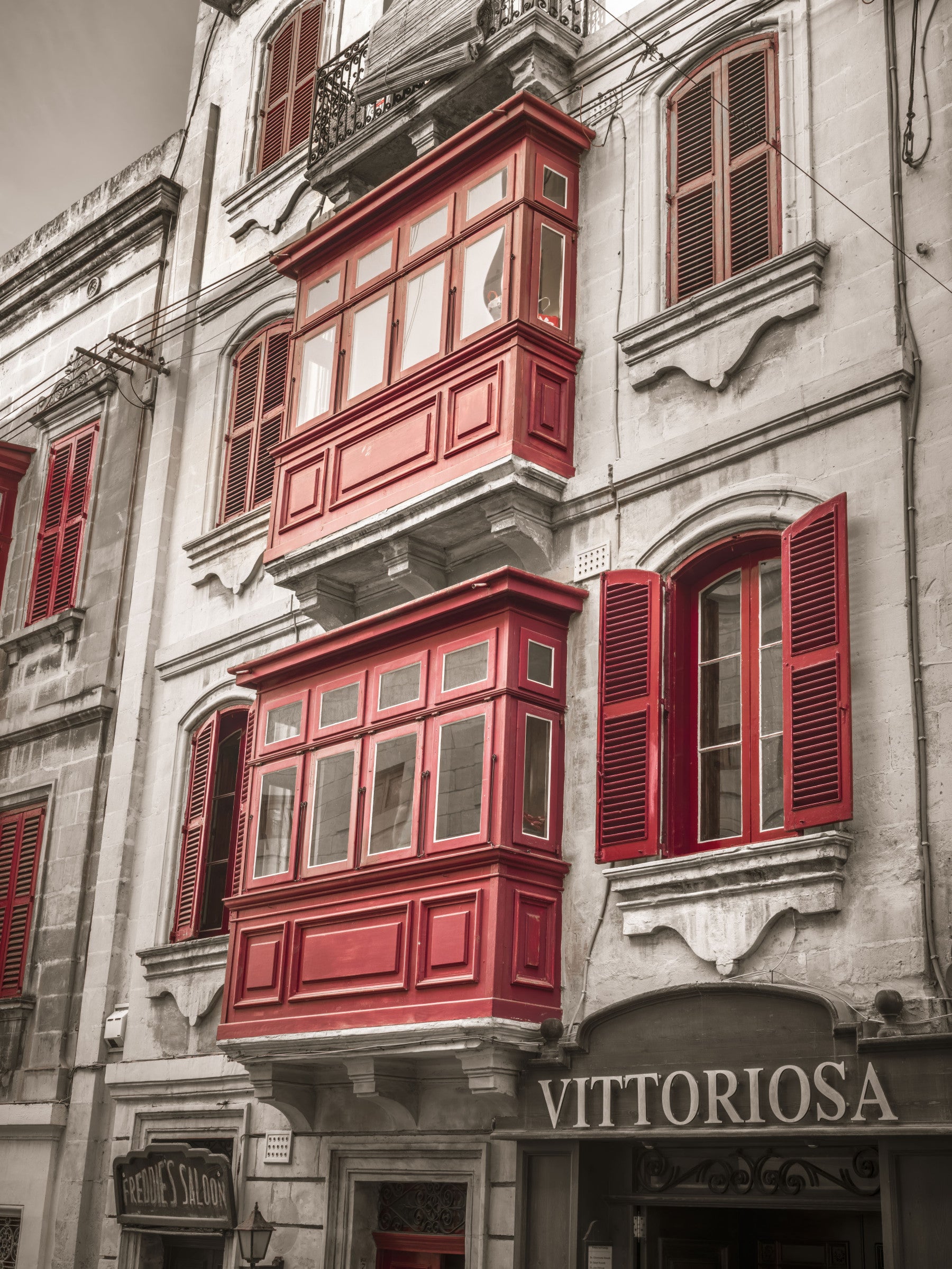 Crimson Maltese Balconies of Vittoriosa Wall Mural