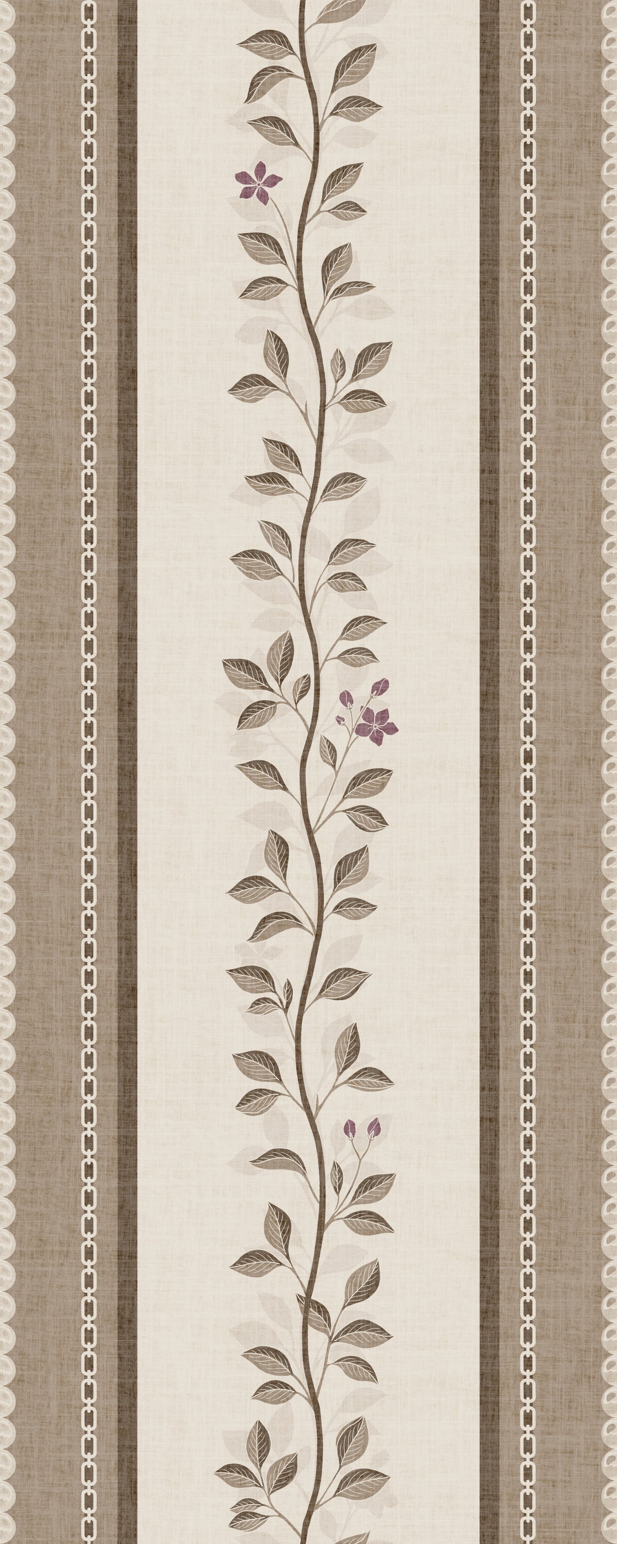 Trailing Vine and Linen Stripe Panel Wallpaper⁠ in your room — zoomed
