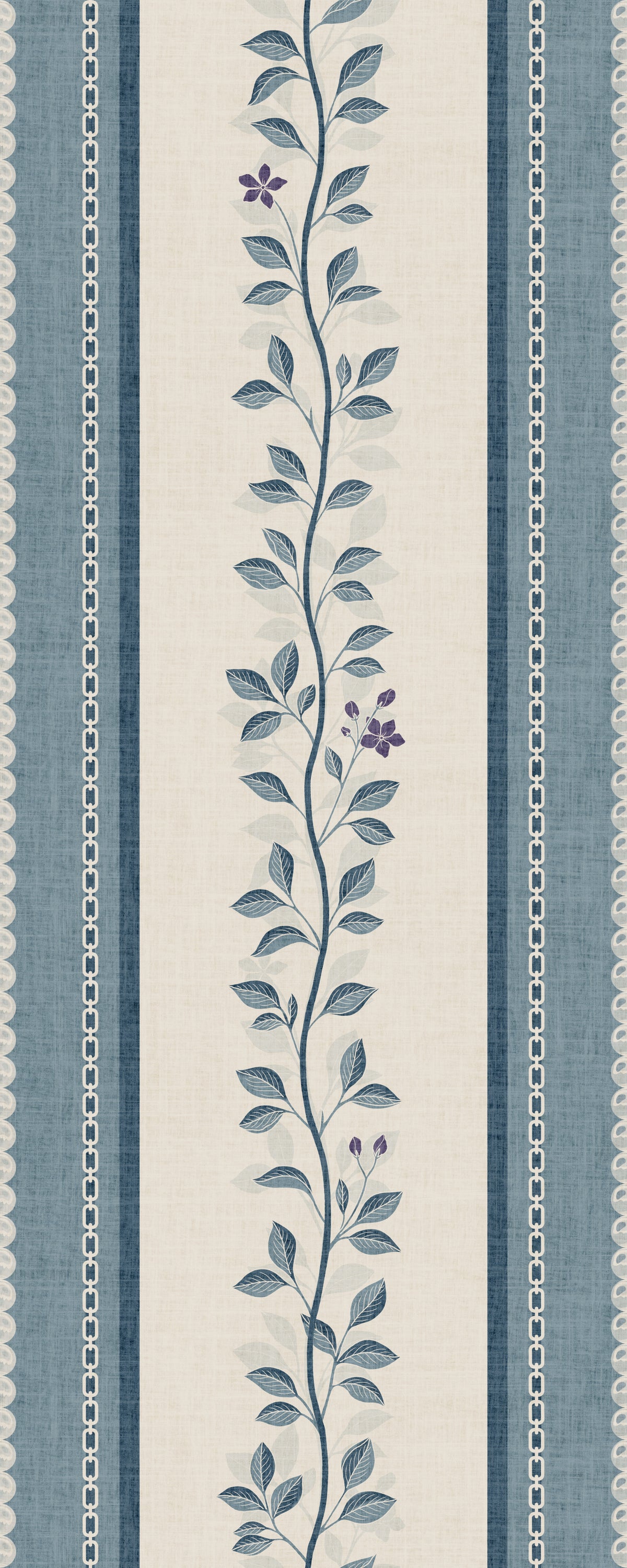 Coastal Slate Blue Vine Stripe Wallpaper⁠