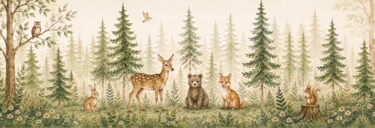 Whimsical Woodland Forest Friends Wall Mural