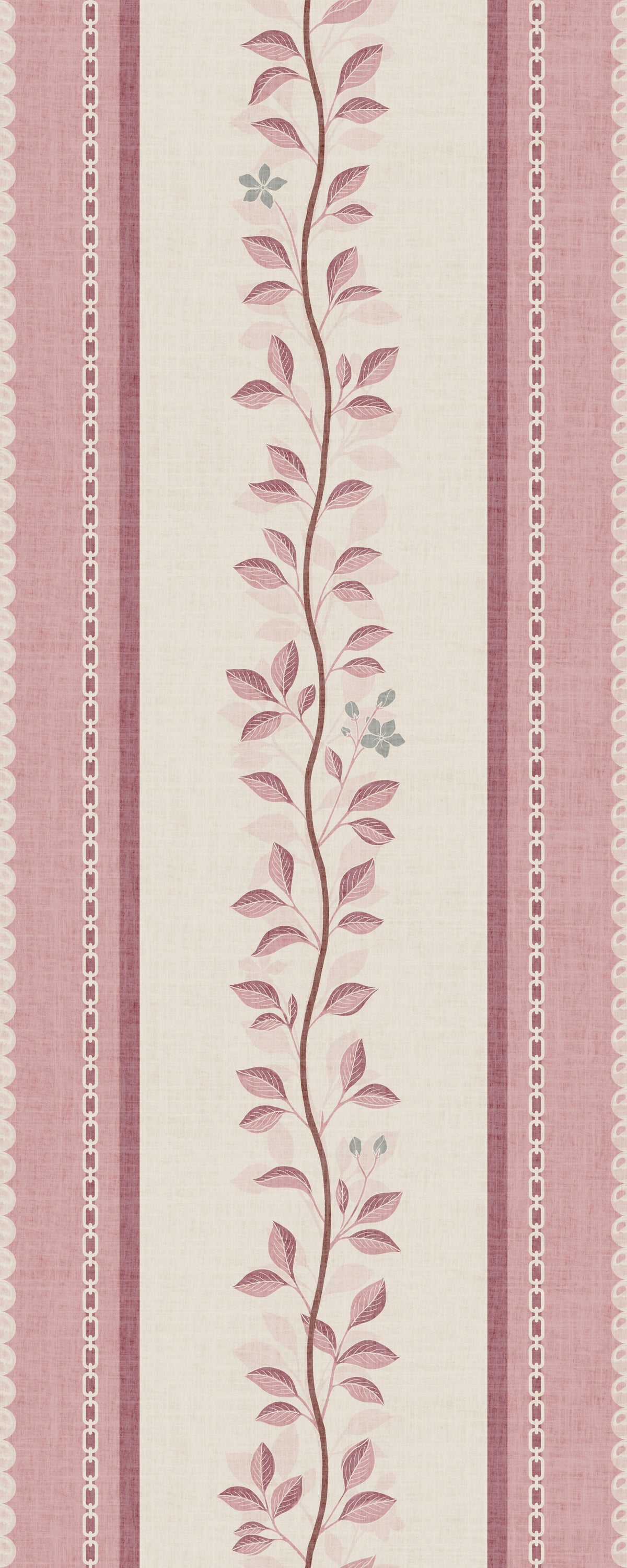 Romantic Creeping Foliage linen panel Wallpaper⁠ in your room — zoomed
