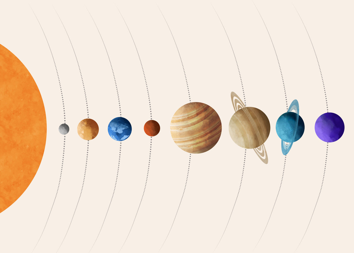 Planet Parade Wall Mural in your room — zoomed