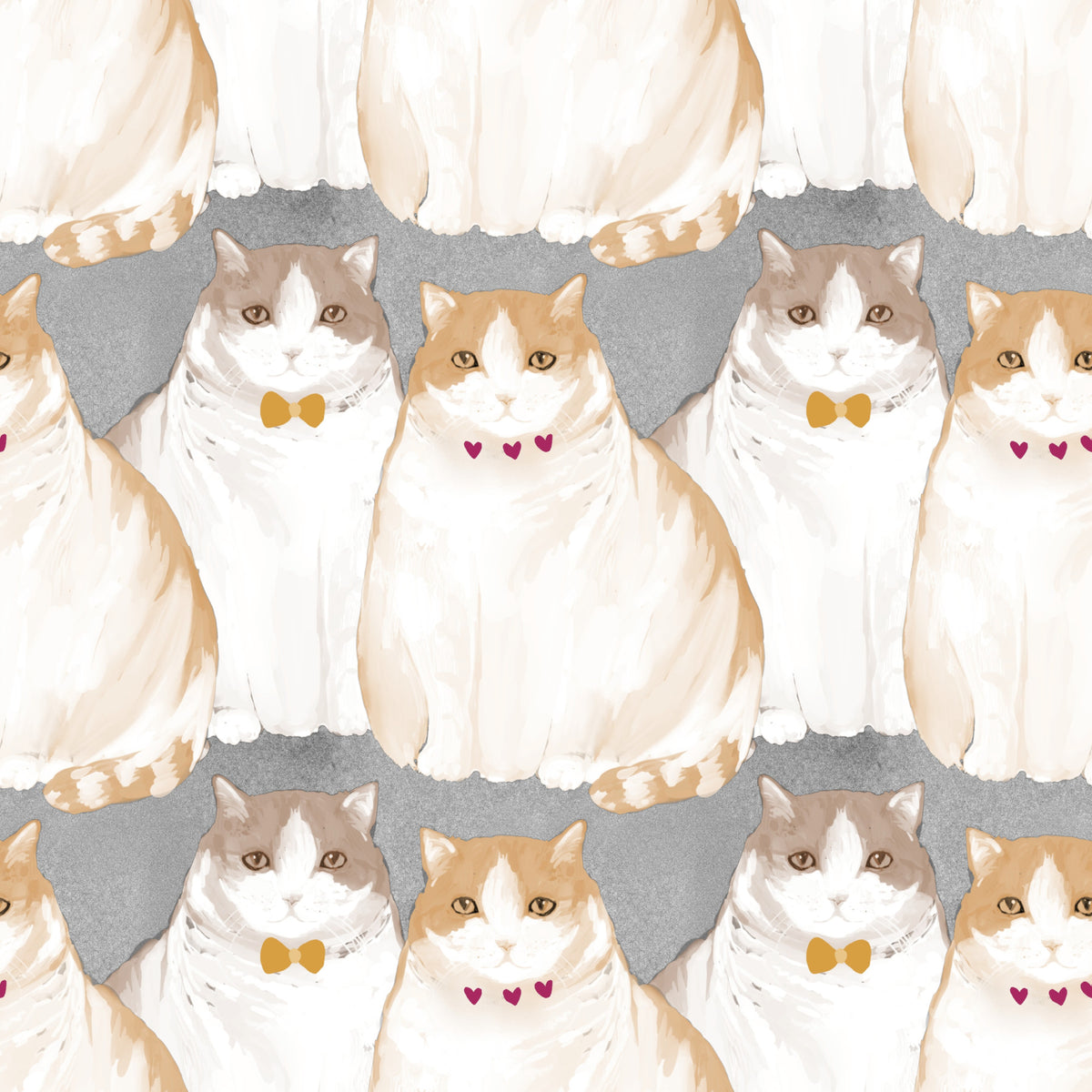 Adorable Chubby Kittens Repeating Wallpaper⁠
