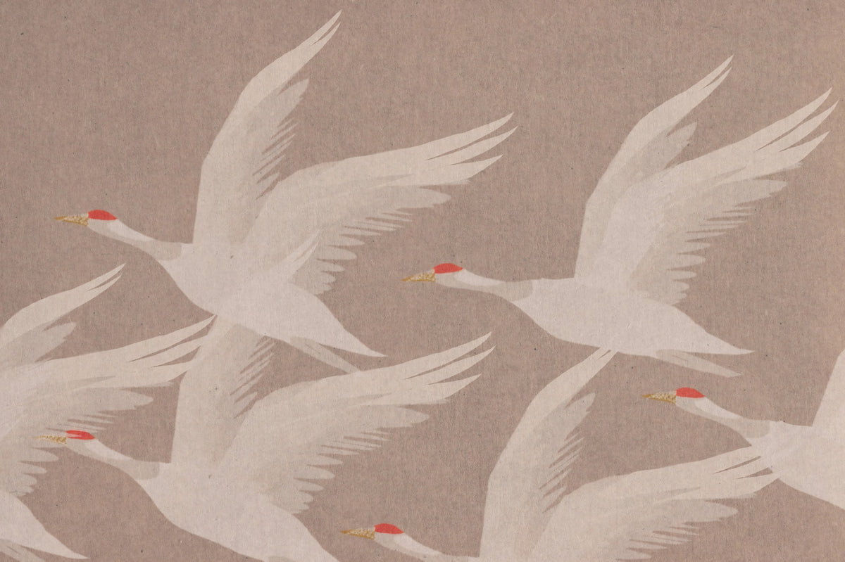 Red-Crowned Cranes in Soaring Harmony Wall Mural in your room — zoomed