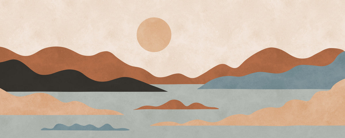 Earthy Ridges and Sunlit Calm Wall Mural in your room — zoomed