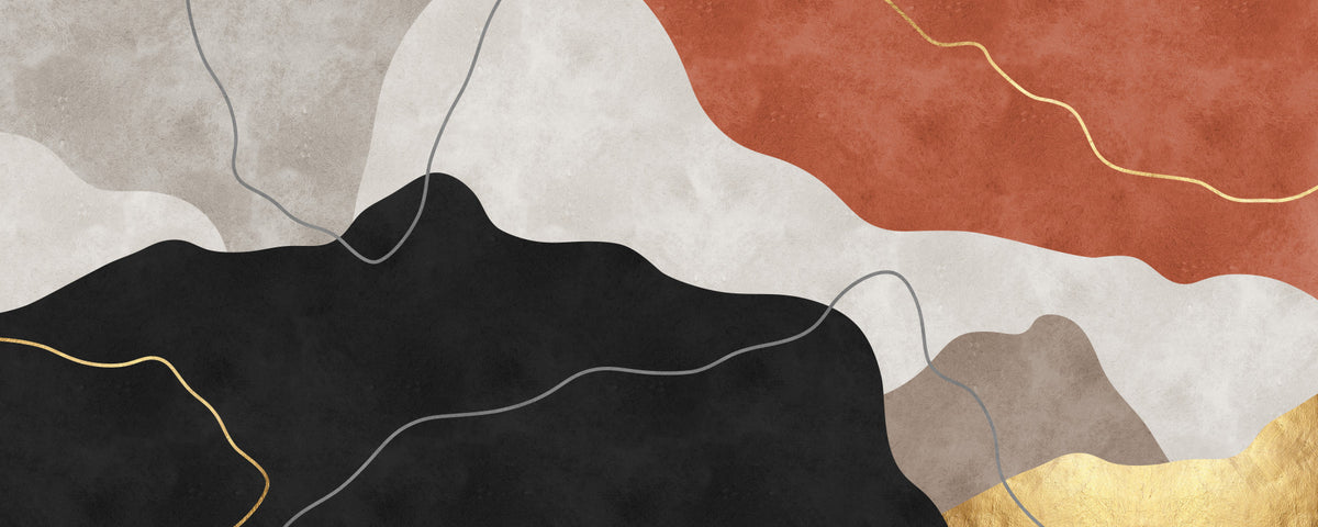 Terracotta and Charcoal Abstract Hills Wall Mural in your room — zoomed