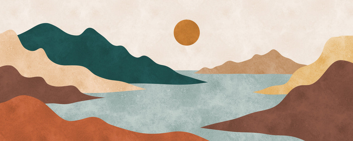 Tranquil Earth Minimalist Landscape Wall Mural in your room — zoomed