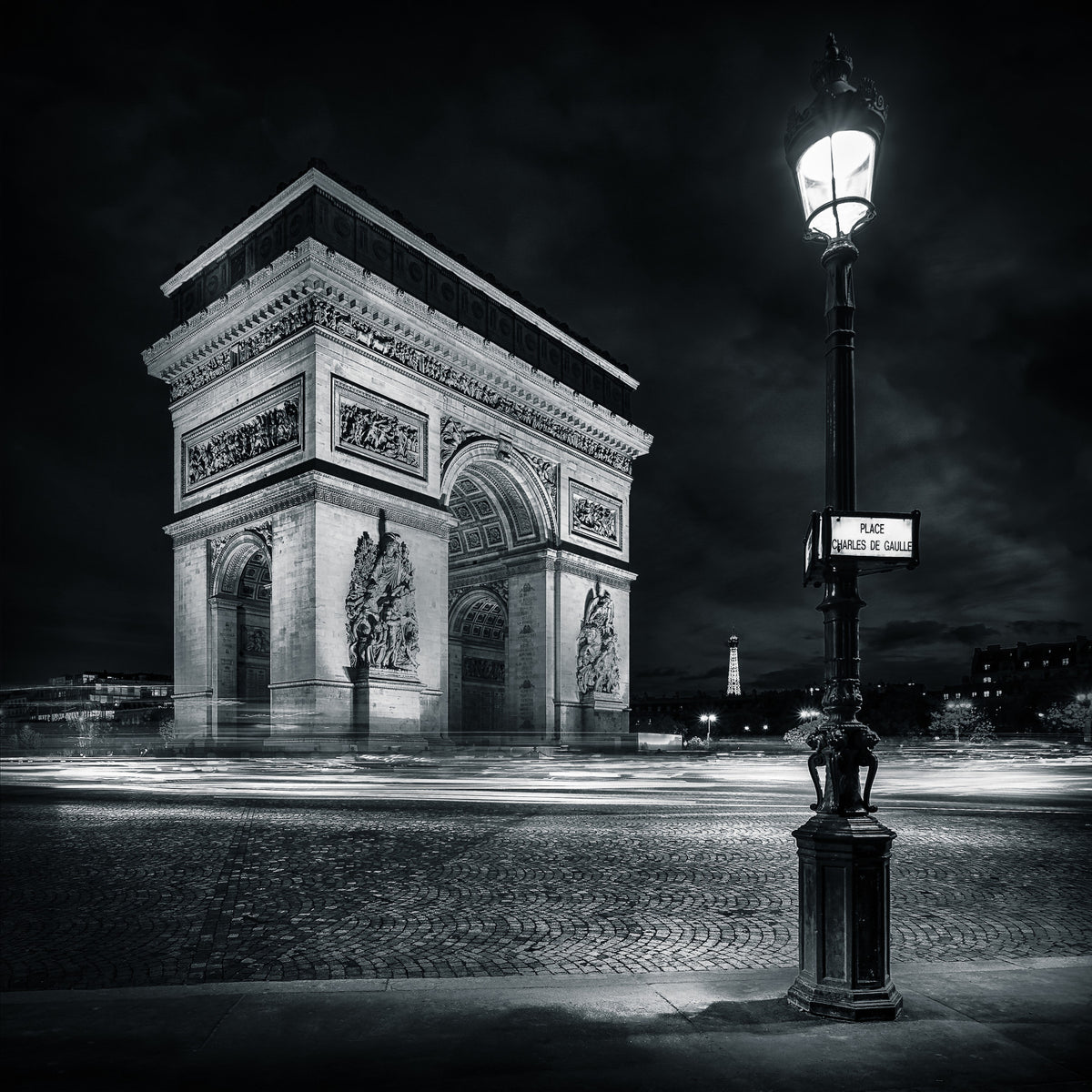Midnight Paris Archways and Light Trails Wall Mural