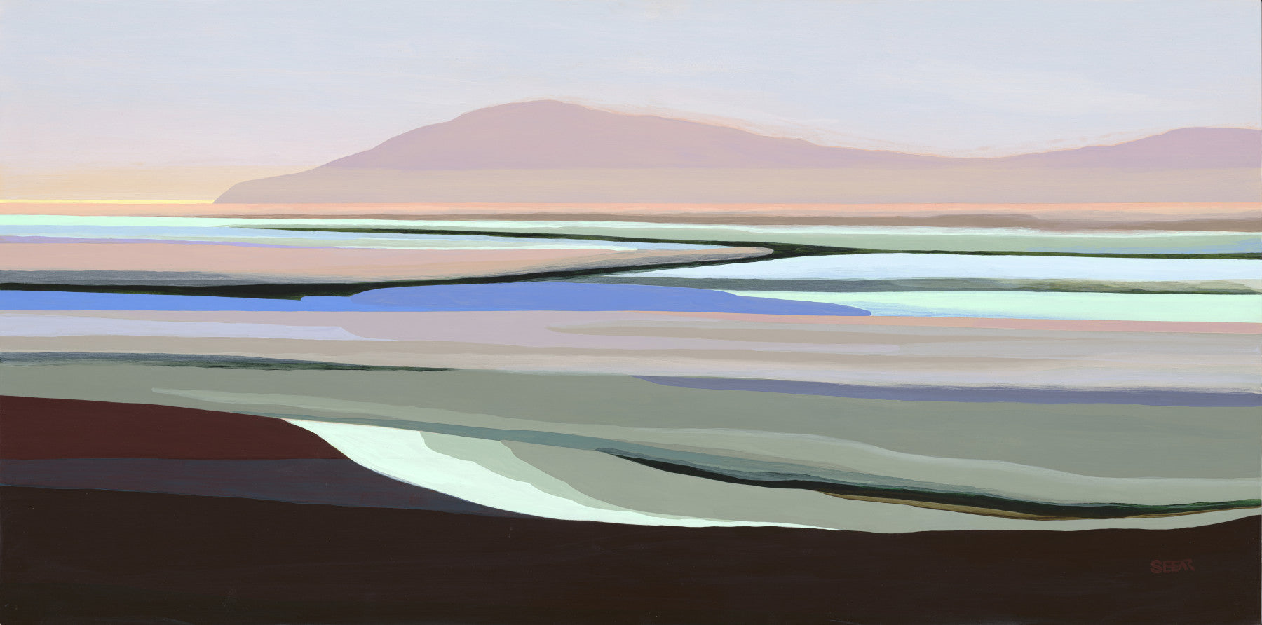 Muted Coastal Hills Abstract Wall Mural
