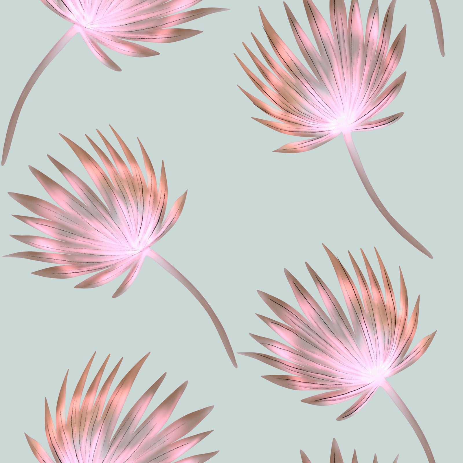Soft Blush Palm Frond Pattern Wallpaper⁠