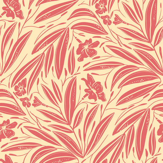 Coral Bloom Botanical Illustration Wallpaper⁠