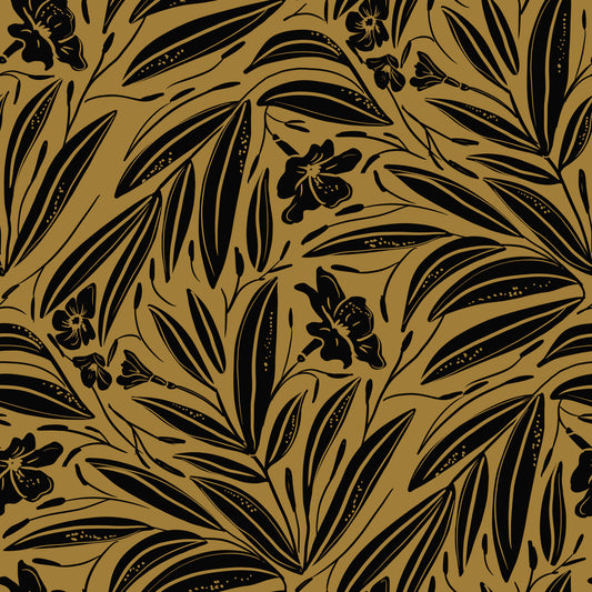 Golden Botanical Silhouette Wallpaper⁠