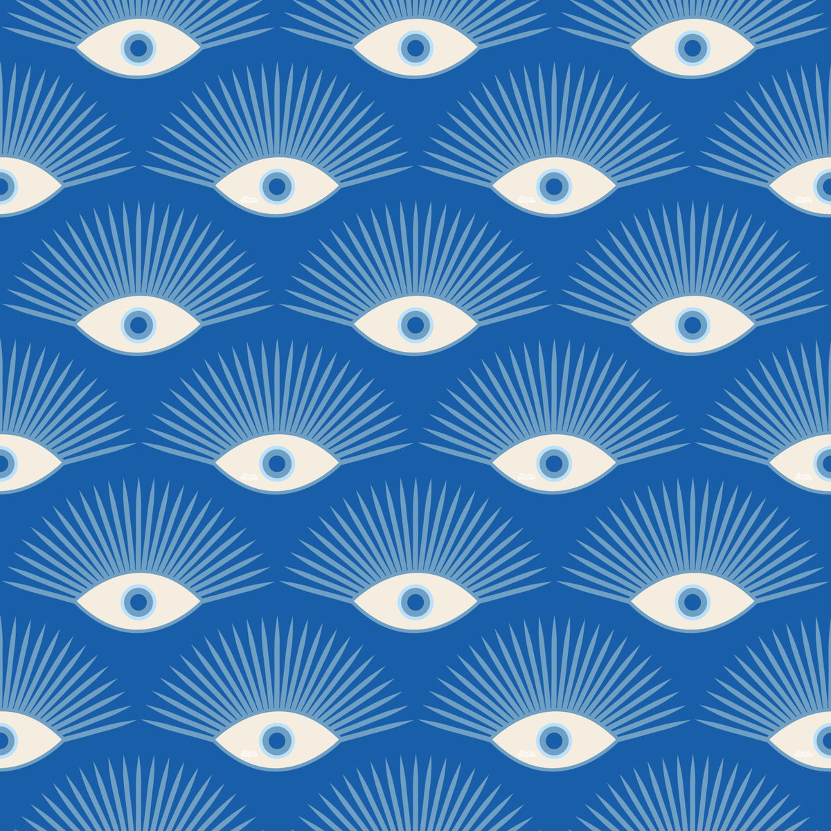 Stylized Eyelash Motif in Cobalt Blue Wallpaper⁠ in your room — zoomed