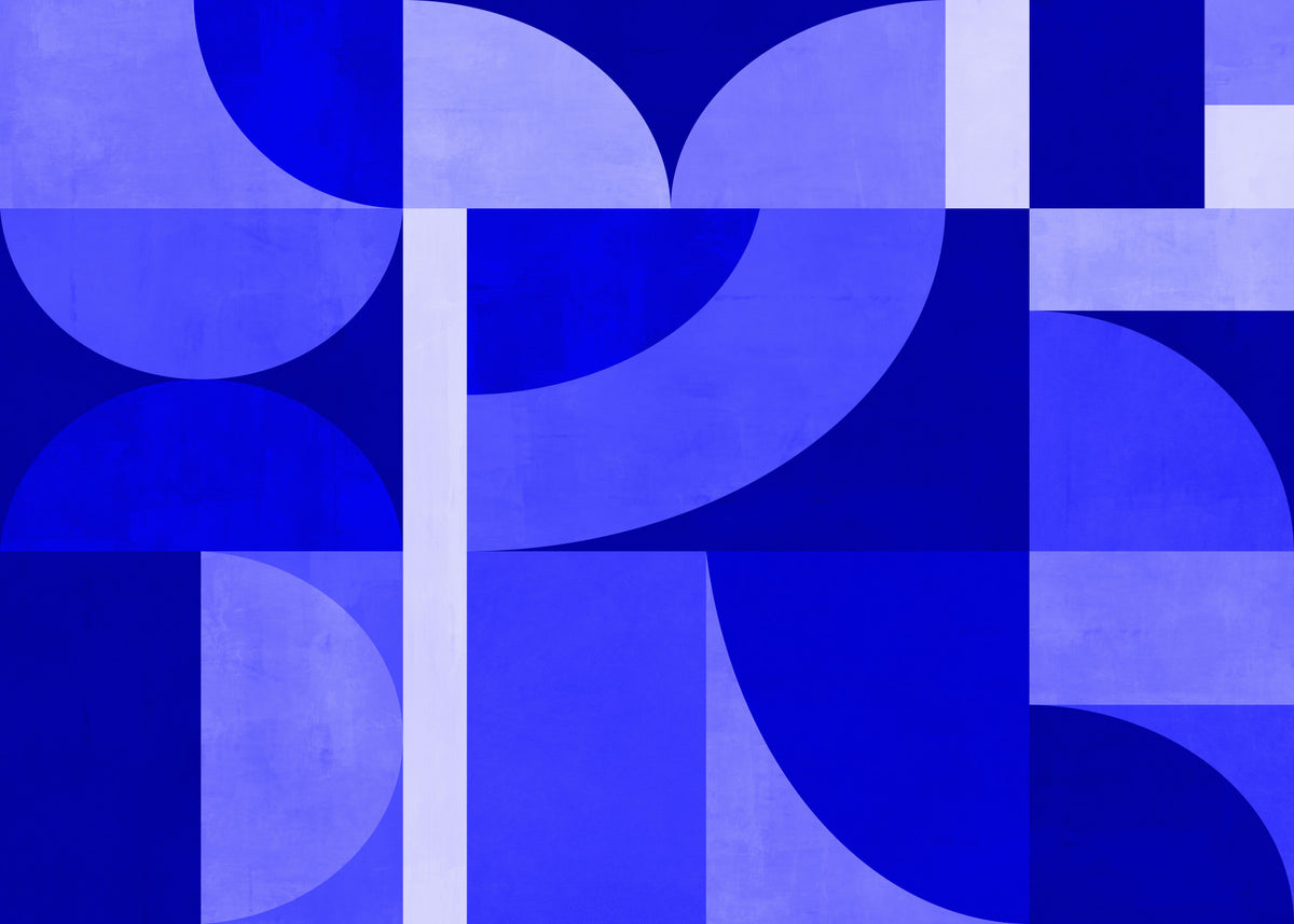 Mid-century blue Wall Mural in your room — zoomed