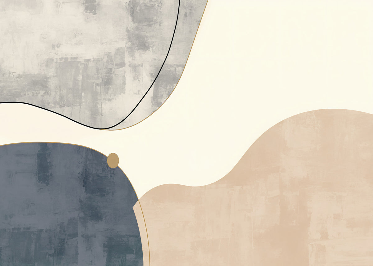 Minimalist Geometric Art with Soft Curves Wall Mural in your room — zoomed