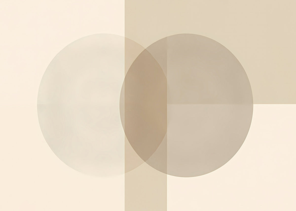 Minimalist circles in soft beige tones wall mural