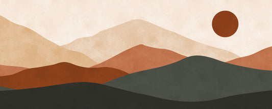 Minimalist Terracotta Mountain Horizon Wall Mural