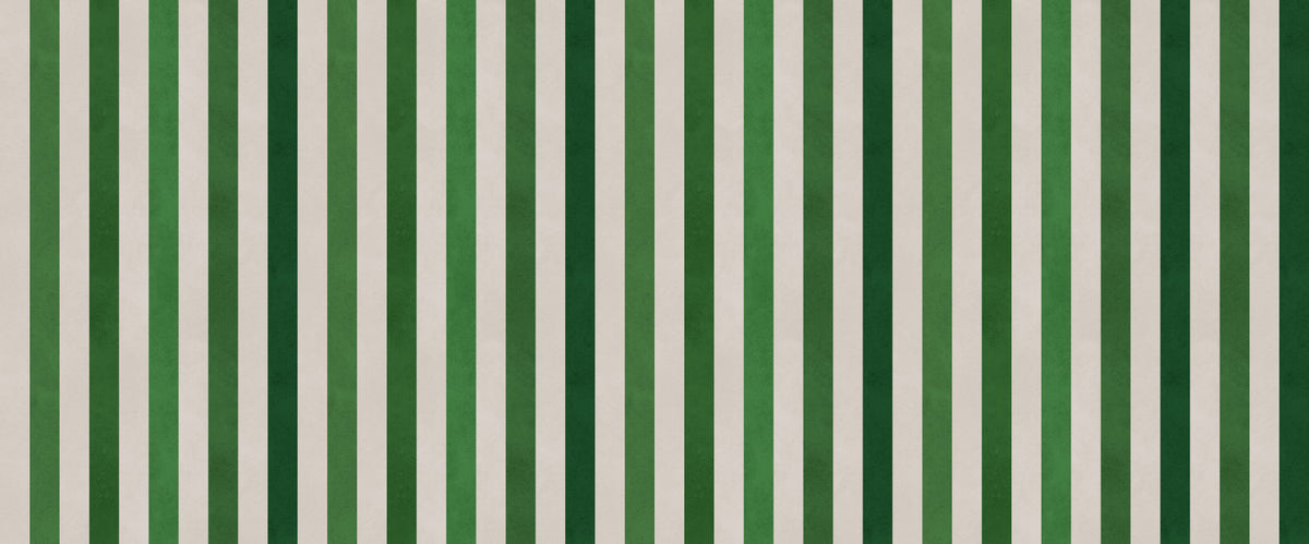 Emerald and Cream Vertical Stripes Wall Mural