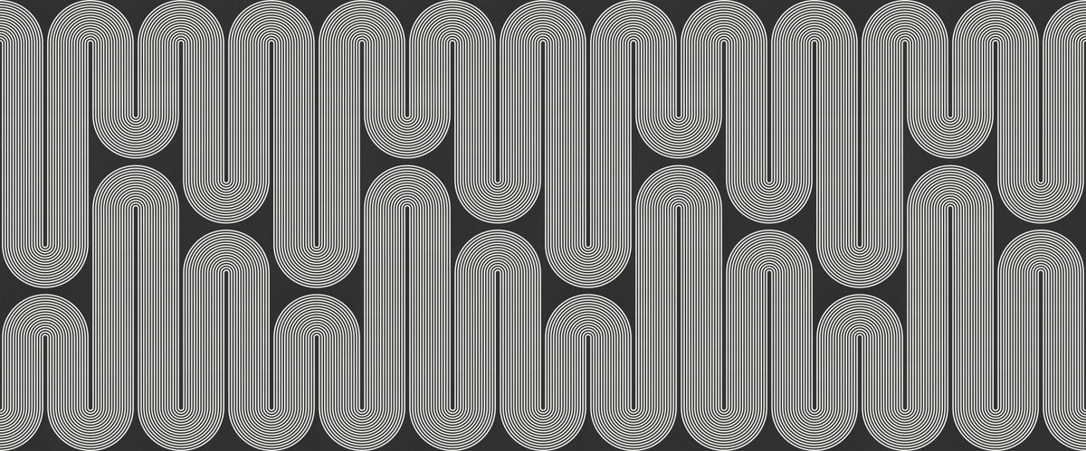 Minimalist Wave Arcs in Monochrome Wall Mural in your room — zoomed