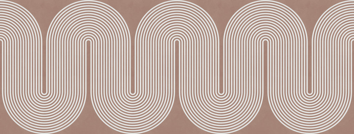 Minimalist Terracotta Wavy Line Pattern Wall Mural