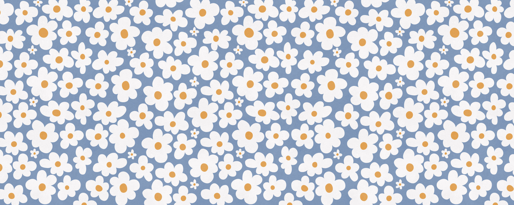 Retro Daisy Bloom Blue Wall Mural