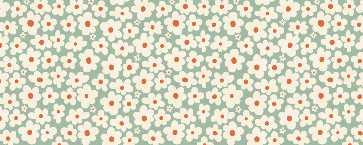 Retro Daisy Meadow Wall Mural