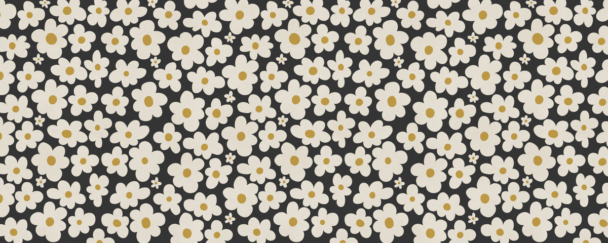 Retro Floral Bloom Pattern Wall Mural