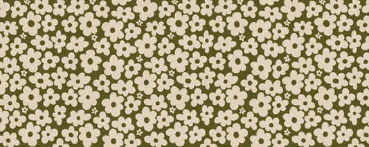 Retro Daisy Meadow in Sage and Cream Wall Mural